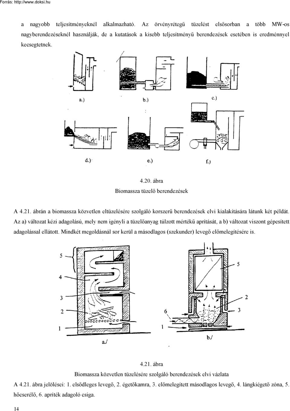 ábra Biomassza tüzelő berendezések A 4.21. ábrán a biomassza közvetlen eltüzelésére szolgáló korszerű berendezések elvi kialakítására látunk két példát.