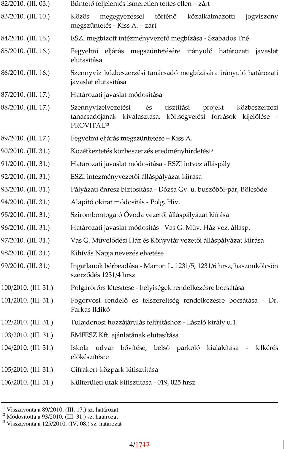 (III. 17.) Határozati javaslat módosítása 88/2010. (III. 17.) Szennyvízelvezetési- és tisztítási projekt közbeszerzési tanácsadójának kiválasztása, költségvetési források kijelölése - PROVITAL 12 89/2010.