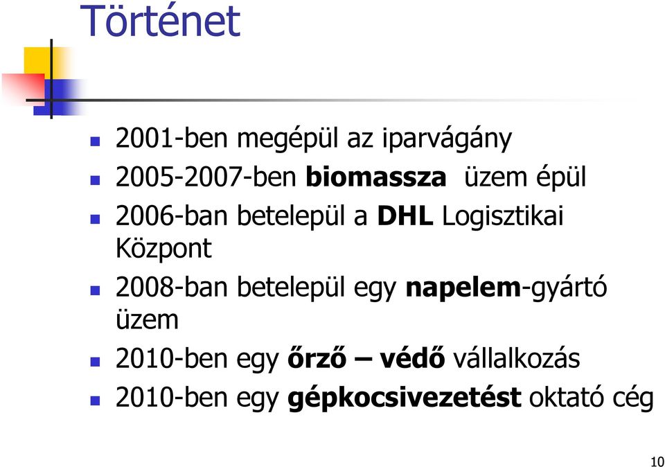 Központ 2008-ban betelepül egy napelem-gyártó üzem 2010-ben