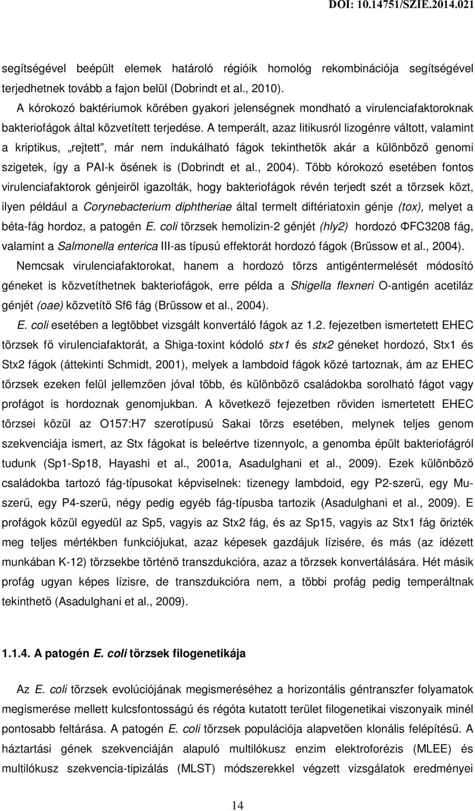 A temperált, azaz litikusról lizogénre váltott, valamint a kriptikus, rejtett, már nem indukálható fágok tekinthetők akár a különböző genomi szigetek, így a PAI-k ősének is (Dobrindt et al., 2004).