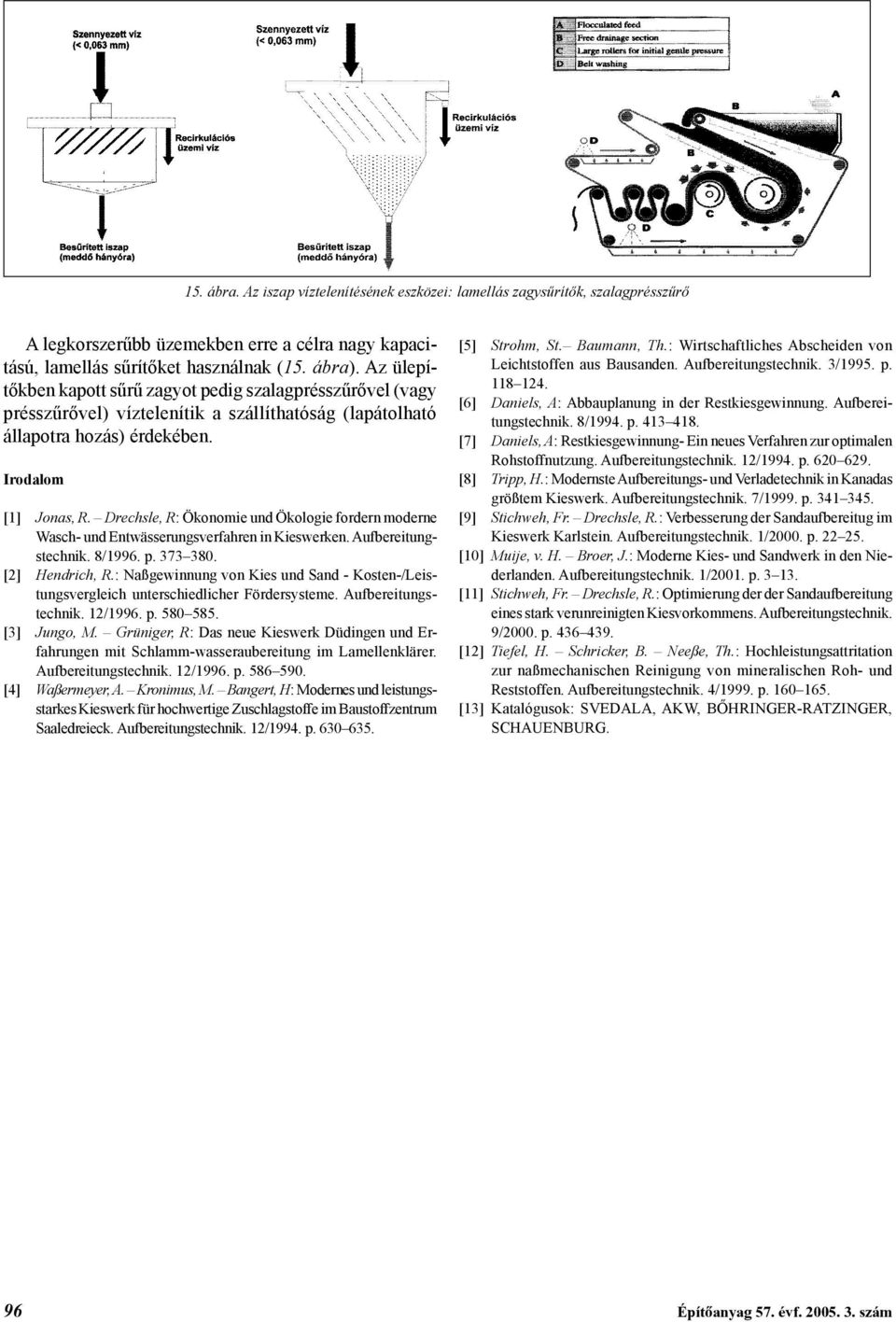 Drechsle, R: Ökonomie und Ökologie fordern moderne Wasch- und Entwässerungsverfahren in Kieswerken. Aufbereitungstechnik. 8/1996. p. 373 380. [2] Hendrich, R.