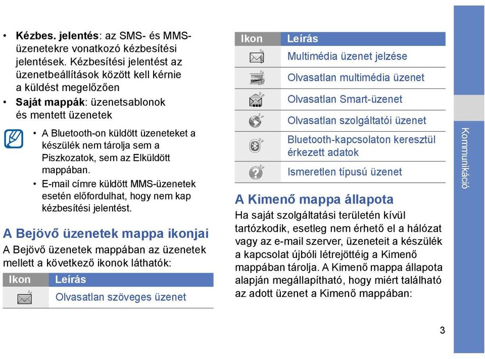 Piszkozatok, sem az Elküldött mappában. E-mail címre küldött MMS-üzenetek esetén előfordulhat, hogy nem kap kézbesítési jelentést.