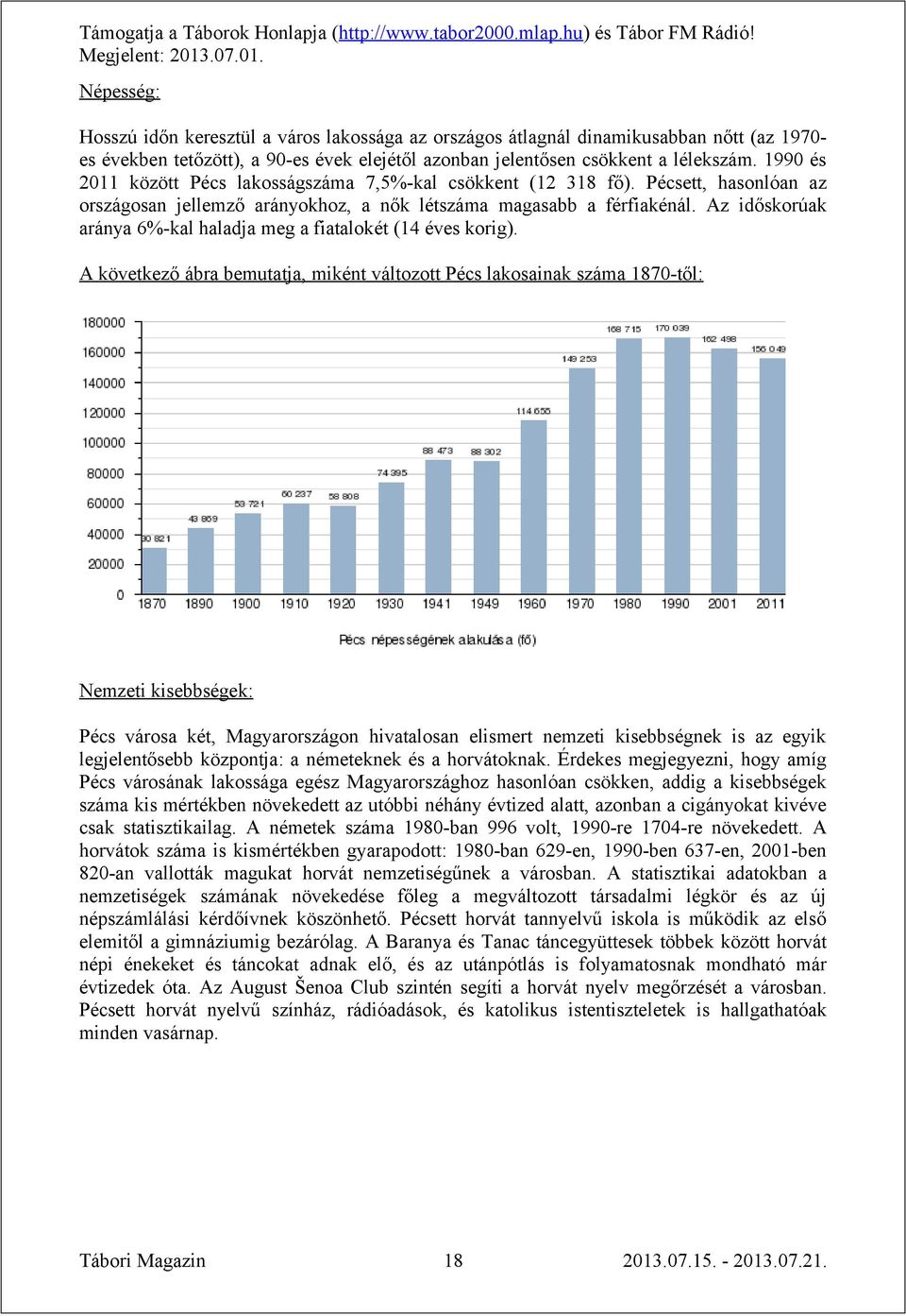 Az időskorúak aránya 6%-kal haladja meg a fiatalokét (14 éves korig).