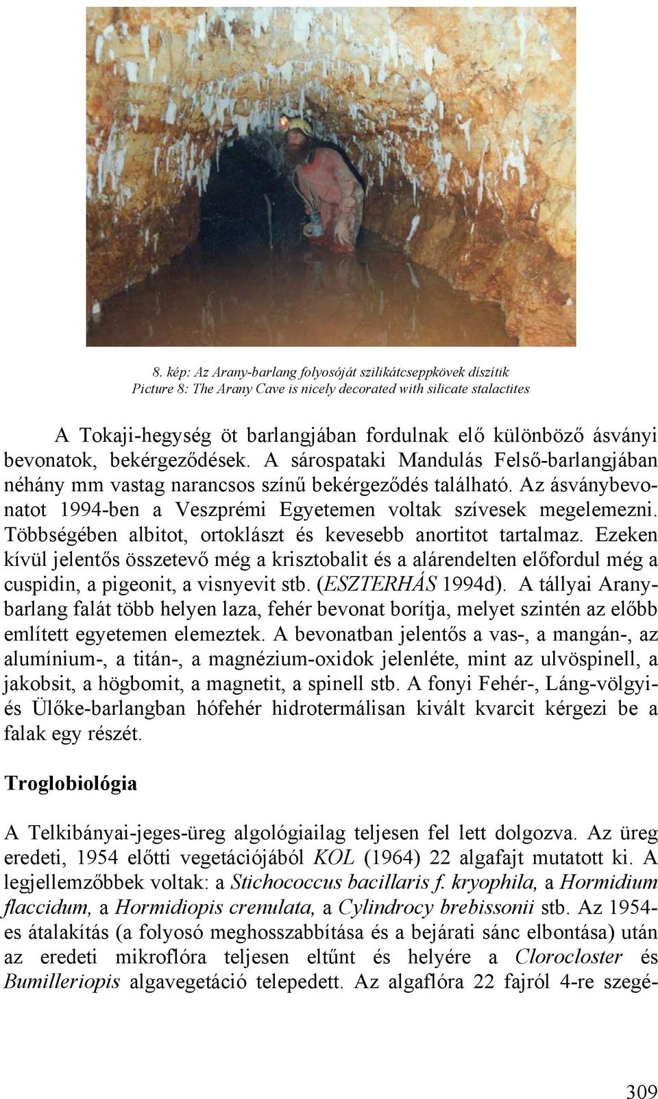 Az ásványbevonatot 1994-ben a Veszprémi Egyetemen voltak szívesek megelemezni. Többségében albitot, ortoklászt és kevesebb anortitot tartalmaz.