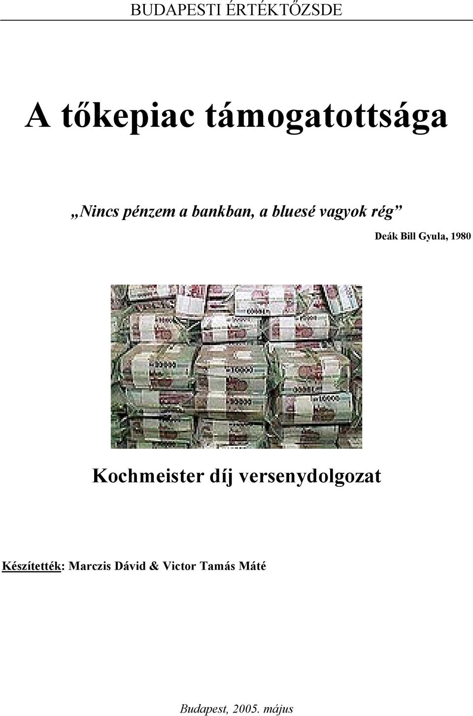 Kochmeister díj versenydolgozat Készítették: