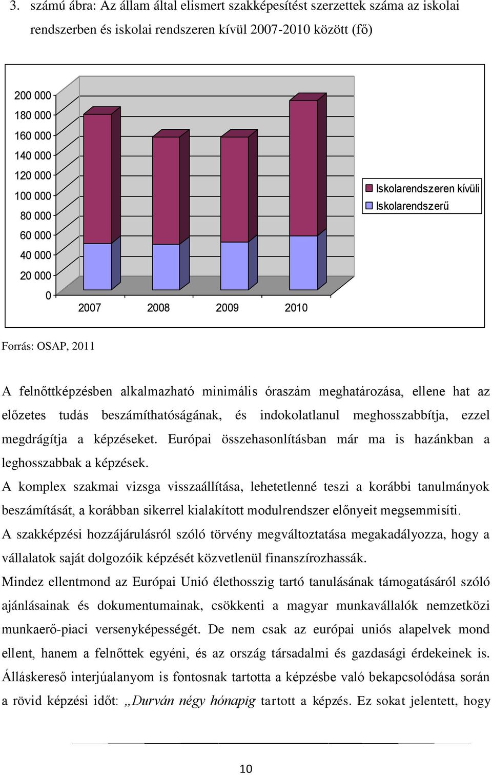 beszámíthatóságának, és indokolatlanul meghosszabbítja, ezzel megdrágítja a képzéseket. Európai összehasonlításban már ma is hazánkban a leghosszabbak a képzések.