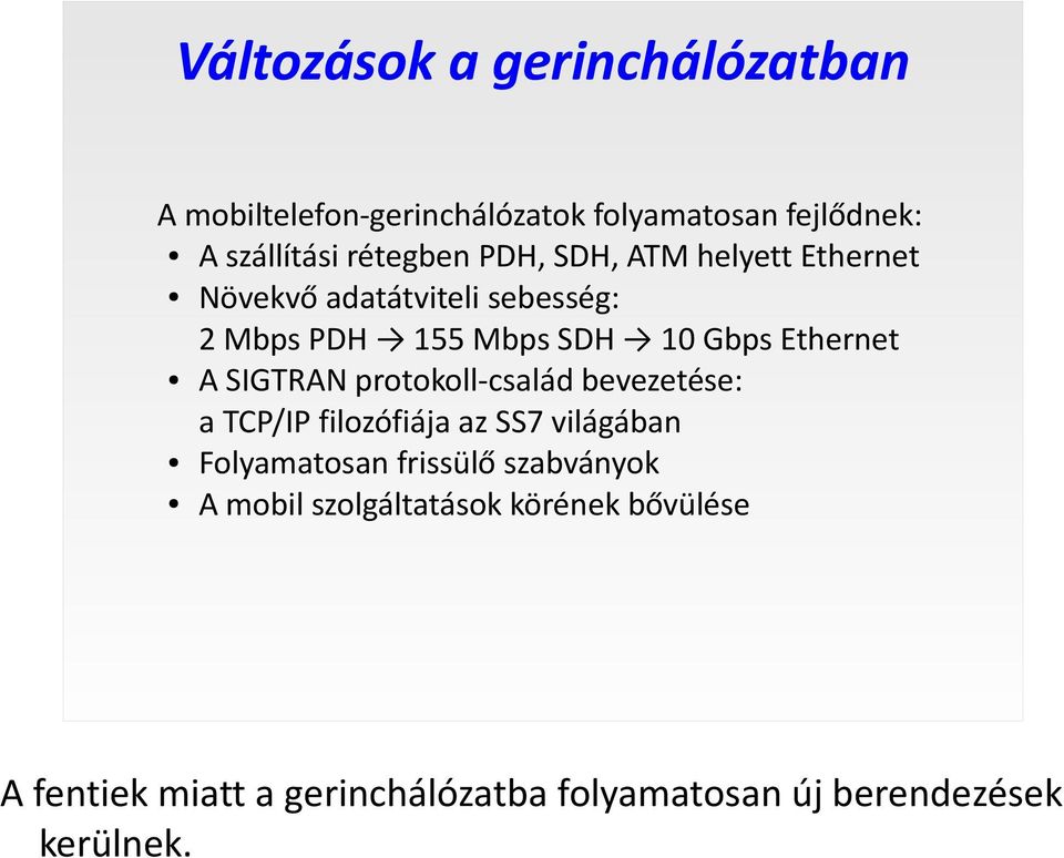 SIGTRAN protokoll-család bevezetése: a TCP/IP filozófiája az SS7 világában Folyamatosan frissülő szabványok