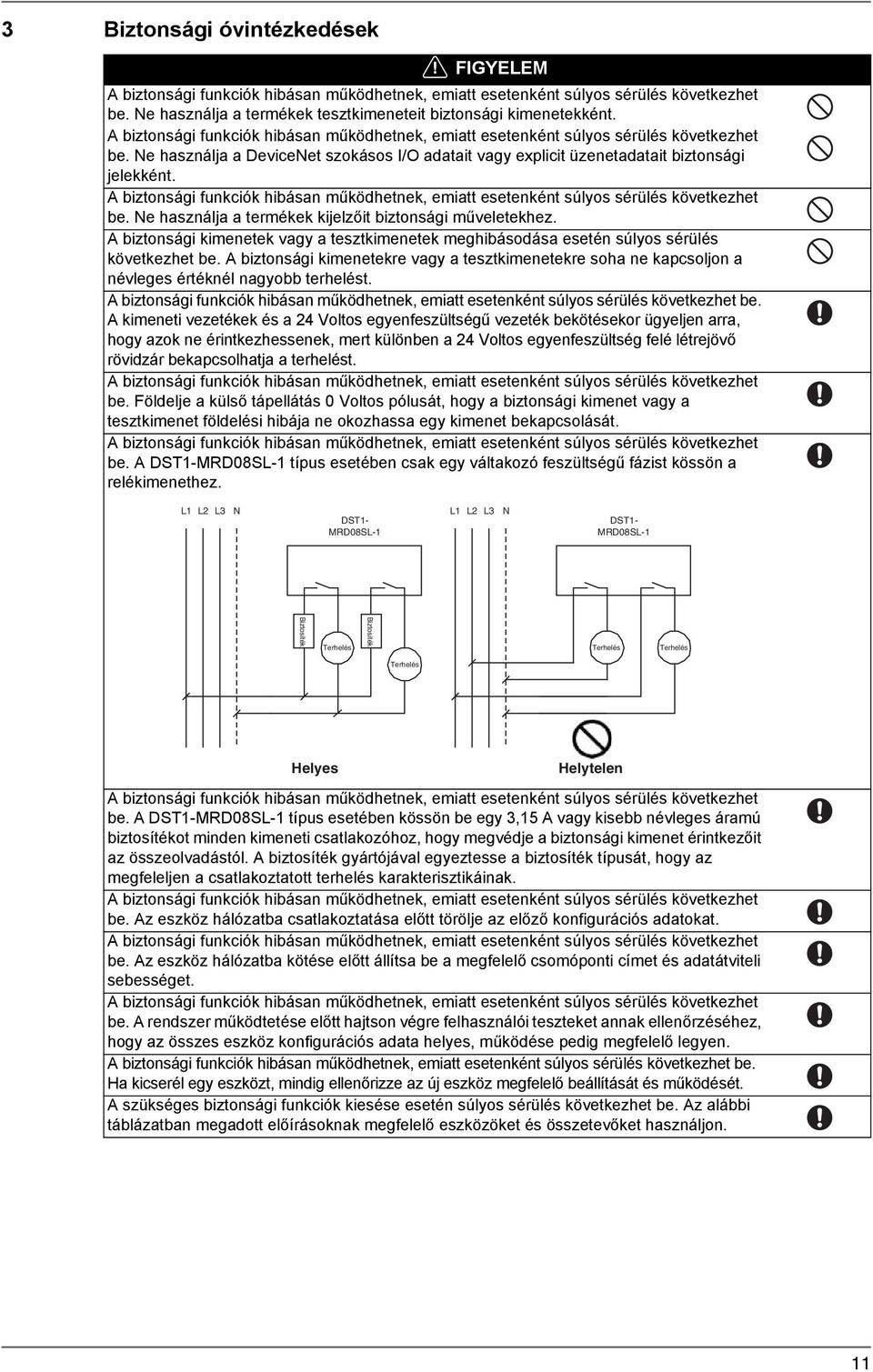 A biztonsági funkciók hibásan működhetnek, emiatt esetenként súlyos sérülés következhet be. Ne használja a termékek kijelzőit biztonsági műveletekhez.