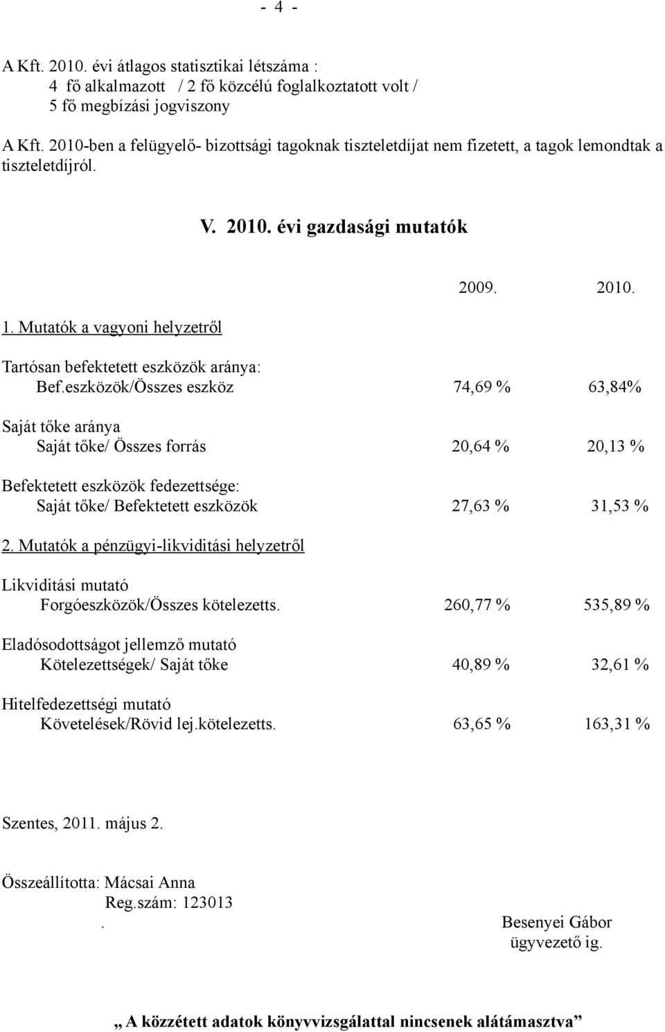 eszközök/Összes eszköz 74,69 % 63,84% Saját tőke aránya Saját tőke/ Összes forrás 20,64 % 20,13 % Befektetett eszközök fedezettsége: Saját tőke/ Befektetett eszközök 27,63 % 31,53 % 2.