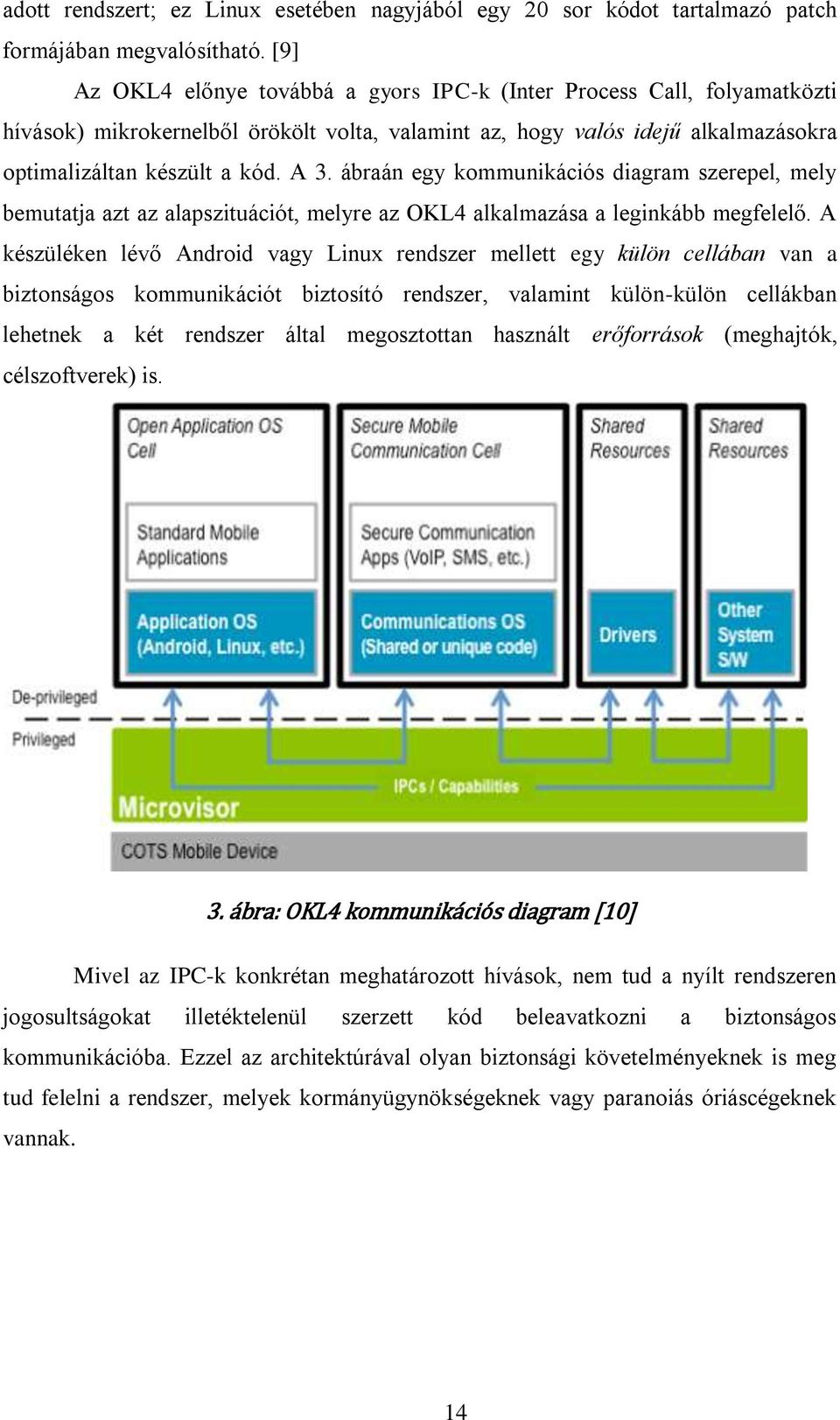 ábraán egy kommunikációs diagram szerepel, mely bemutatja azt az alapszituációt, melyre az OKL4 alkalmazása a leginkább megfelelő.