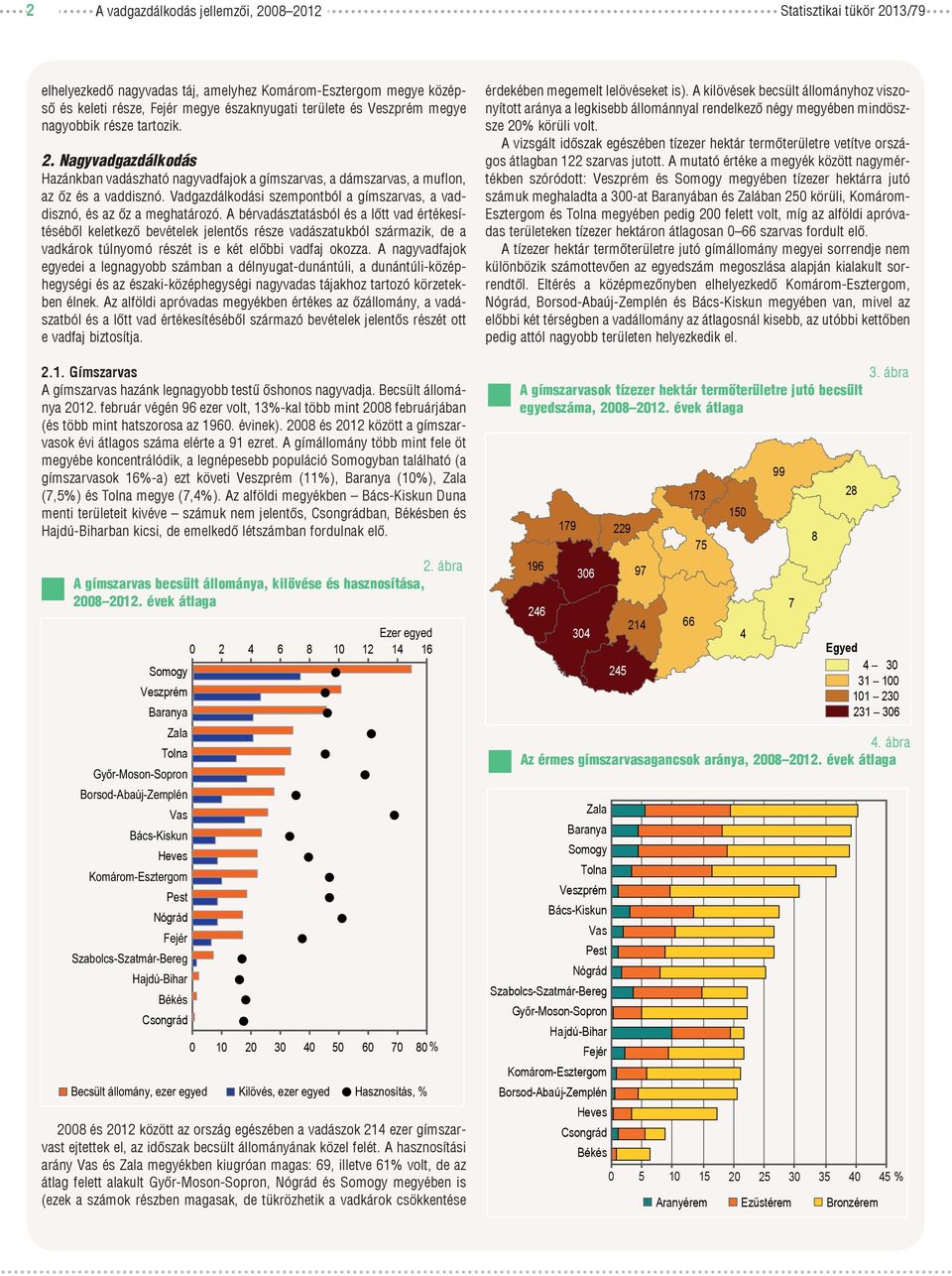 A bérvadásztatásból és a lőtt vad értékesítéséből keletkező bevételek jelentős része vadászatukból származik, de a vadkárok túlnyomó részét is e két előbbi vadfaj okozza.