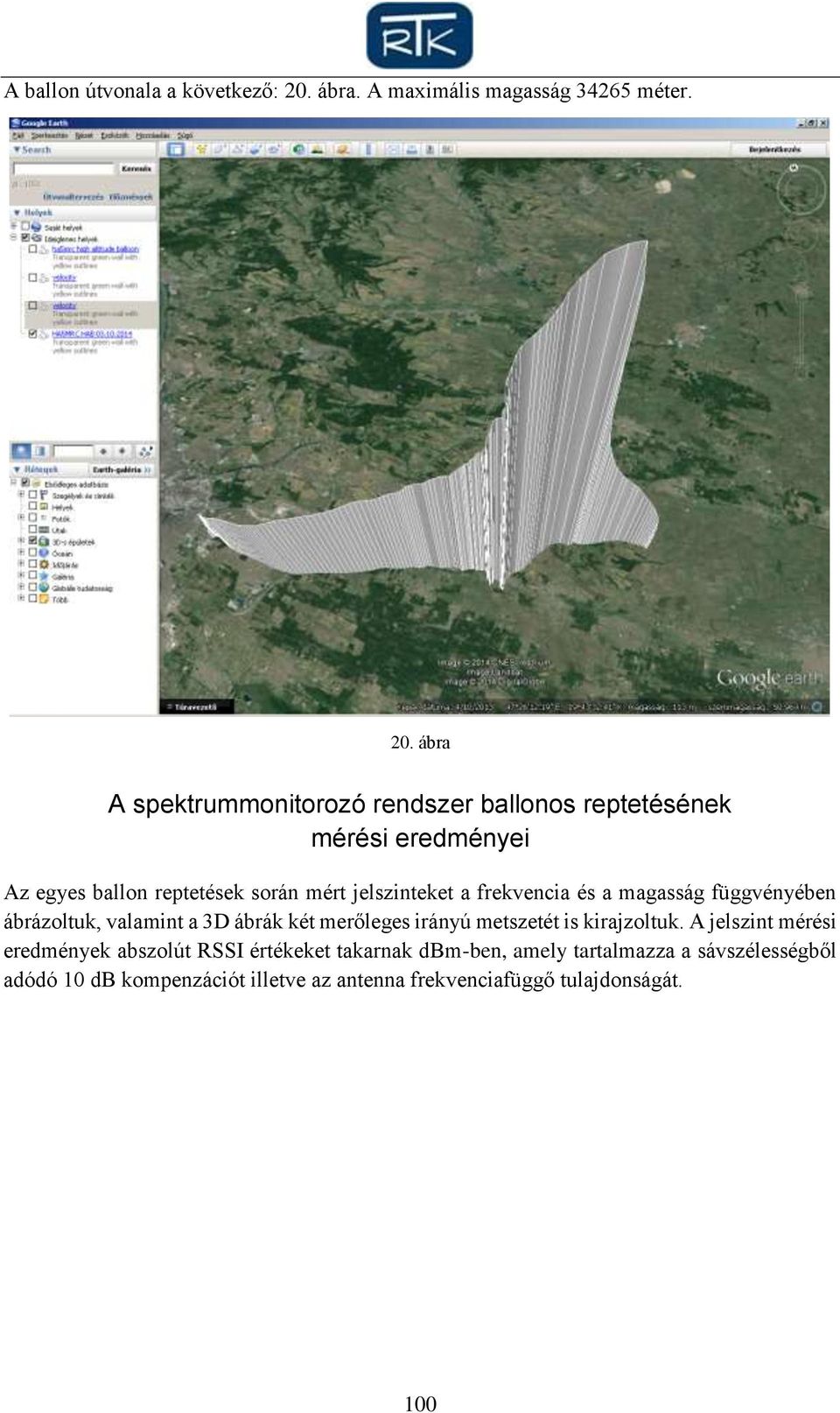 ábra A spektrummonitorozó rendszer ballonos reptetésének mérési eredményei Az egyes ballon reptetések során mért jelszinteket a