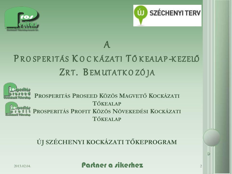 KOCKÁZATI TŐKEALAP PROSPERITÁS PROFIT KÖZÖS NÖVEKEDÉSI