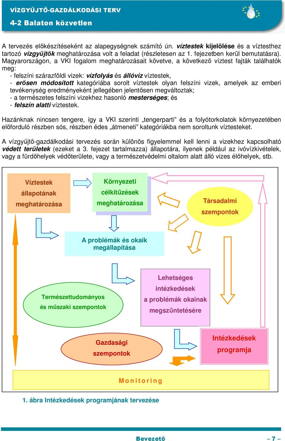 Magyarországon, a VKI fogalom meghatározásait követve, a következı víztest fajták találhatók meg: - felszíni szárazföldi vizek: vízfolyás és állóvíz víztestek, - erısen módosított kategóriába sorolt