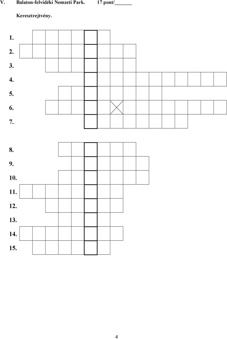 Keresztrejtvény. 1. 2. 3. 4.