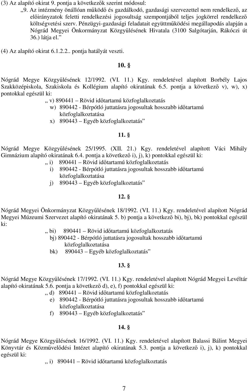 Pénzügyi-gazdasági feladatait együttmőködési megállapodás alapján a Nógrád Megyei Önkormányzat Közgyőlésének Hivatala (3100 Salgótarján, Rákóczi út 36.) látja el. (4) Az alapító okirat 6.1.2.