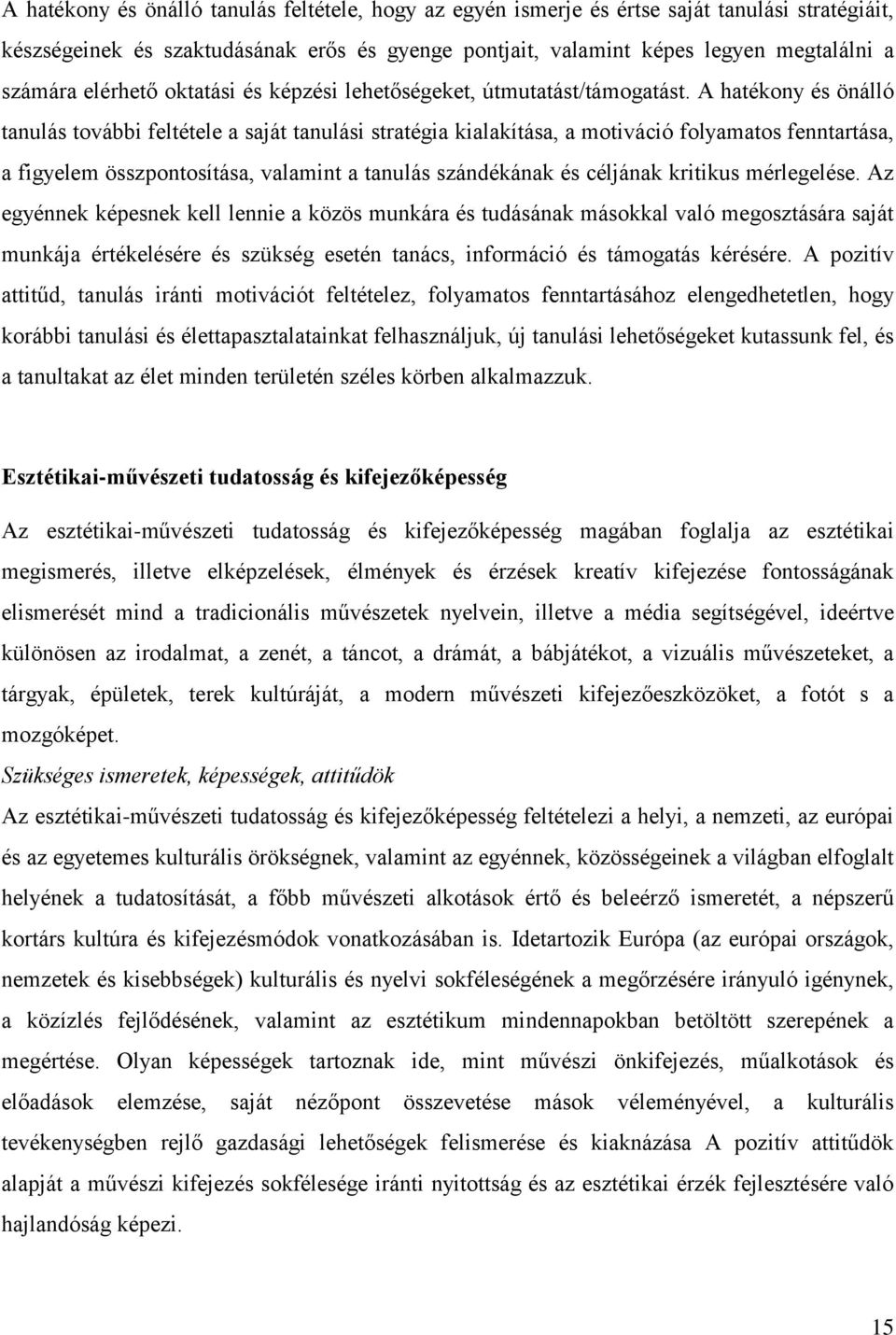 A hatékony és önálló tanulás további feltétele a saját tanulási stratégia kialakítása, a motiváció folyamatos fenntartása, a figyelem összpontosítása, valamint a tanulás szándékának és céljának