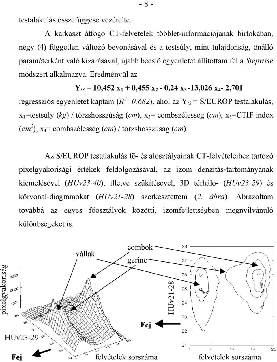 egyenletet állítottam fel a Stepwise módszert alkalmazva.