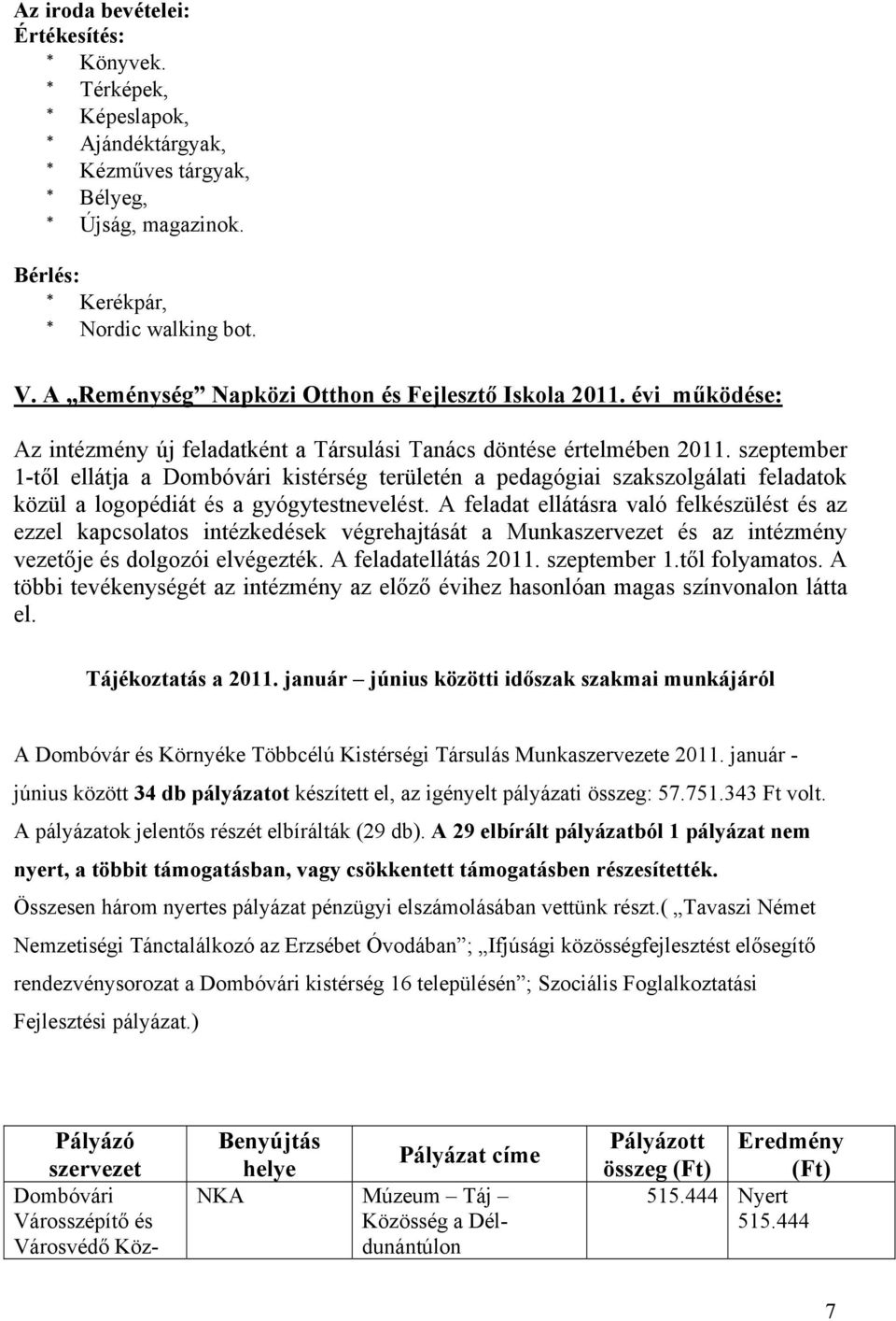 szeptember 1-től ellátja a Dombóvári kistérség területén a pedagógiai szakszolgálati feladatok közül a logopédiát és a gyógytestnevelést.