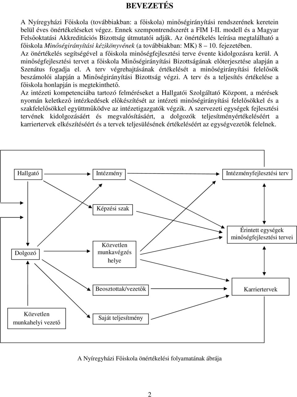 Az önértékelés segítségével a főiskola minőségfejlesztési terve évente kidolgozásra kerül.