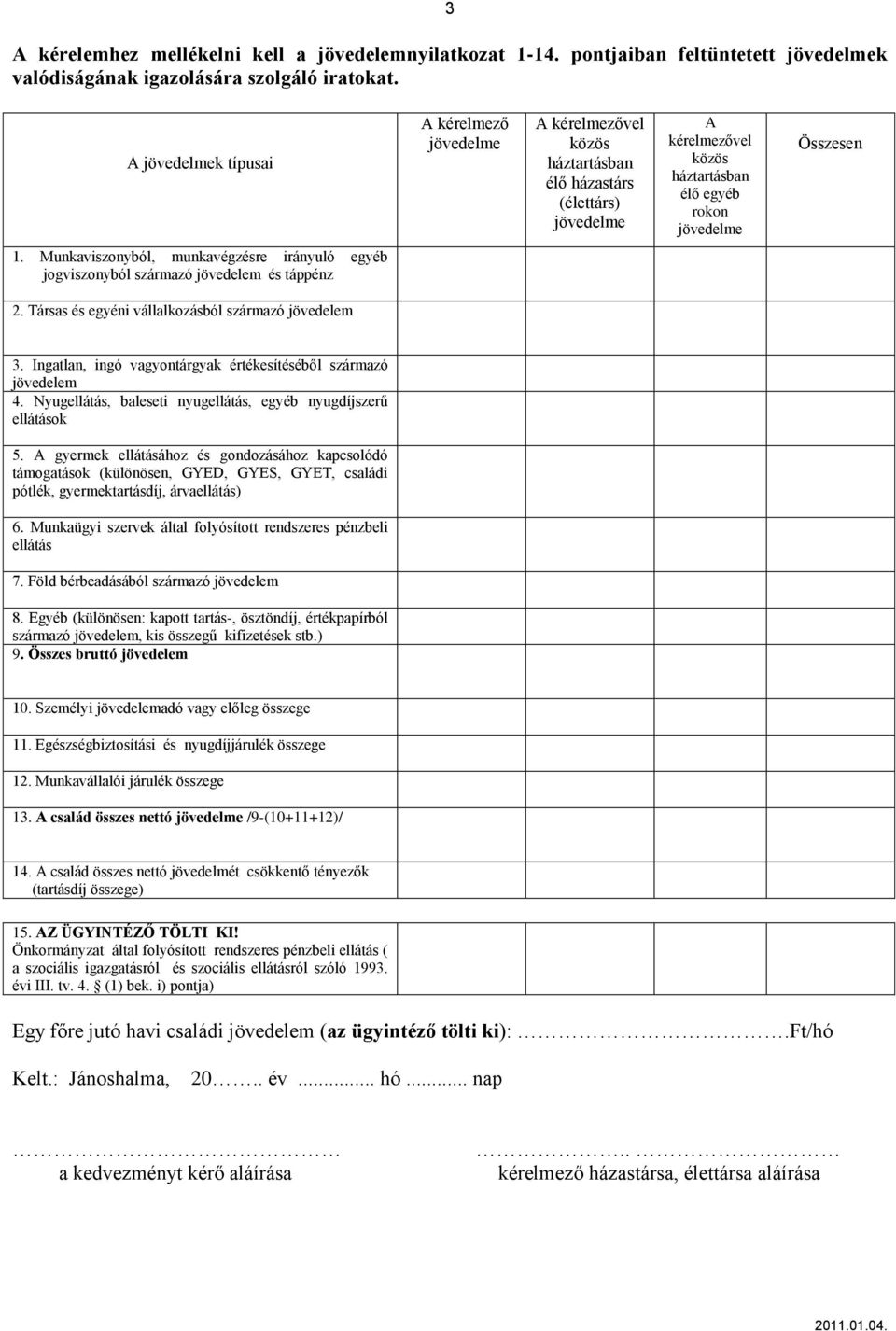 Munkaviszonyból, munkavégzésre irányuló egyéb jogviszonyból származó jövedelem és táppénz 2. Társas és egyéni vállalkozásból származó jövedelem 3.