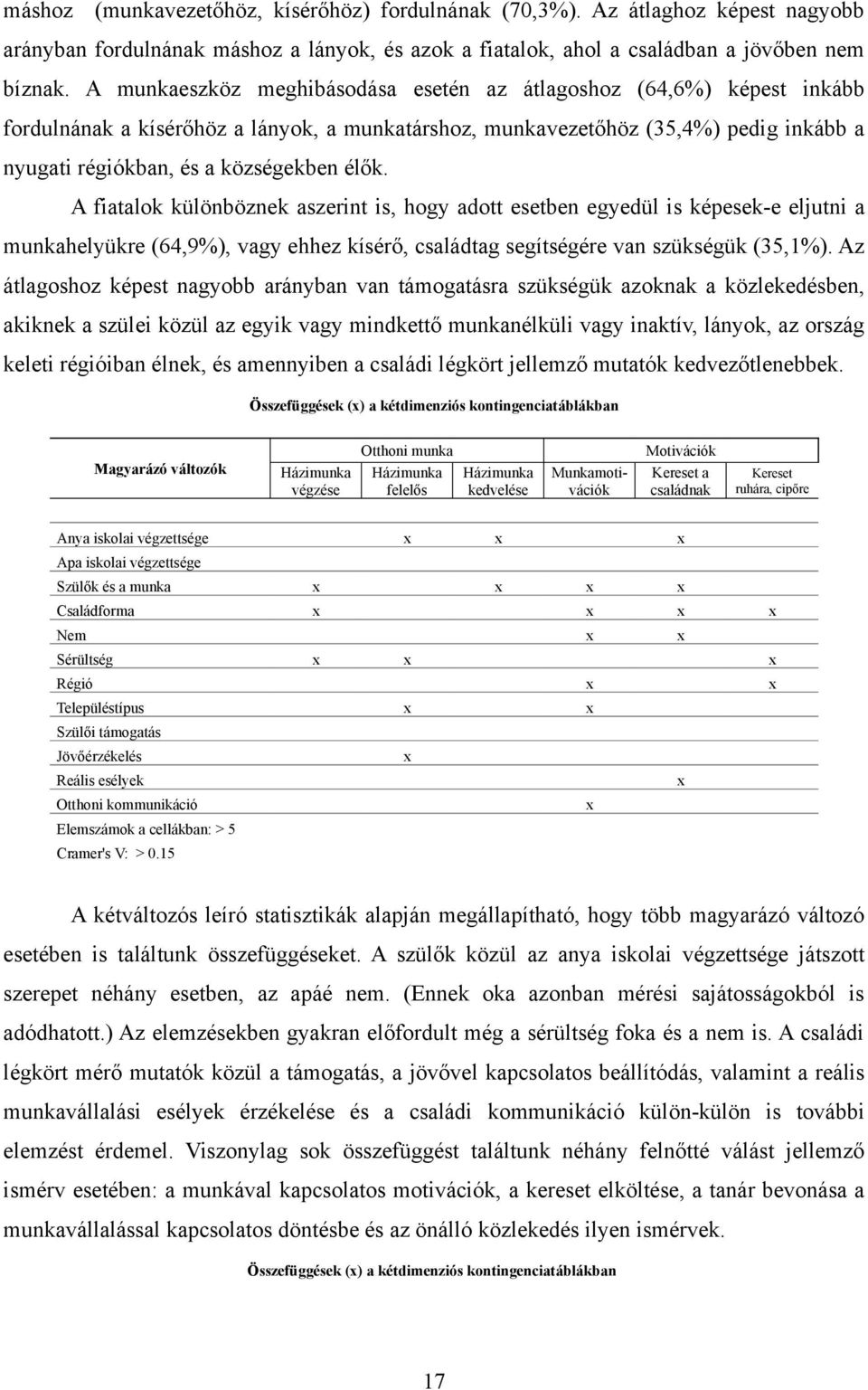 A fiatalok különböznek aszerint is, hogy adott esetben egyedül is képesek-e eljutni a munkahelyükre (64,9%), vagy ehhez kísérő, családtag segítségére van szükségük (35,1%).