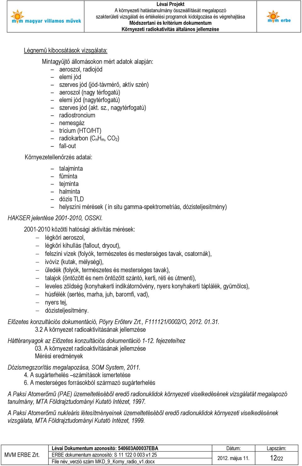 , nagytérfogatú) radiostroncium nemesgáz trícium (HTO/HT) radiokarbon (C nh m, CO 2) fall-out Környezetellenőrzés adatai: talajminta fűminta tejminta halminta dózis TLD helyszíni mérések ( in situ