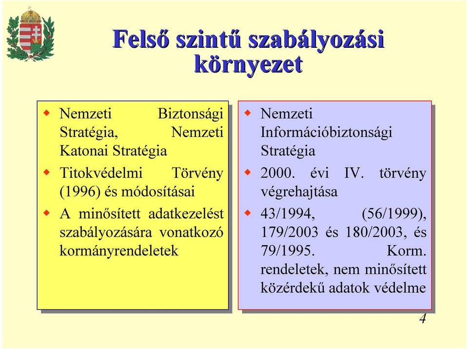 kormányrendeletek Nemzeti Információbiztonsági Stratégia 2000. évi évi IV.