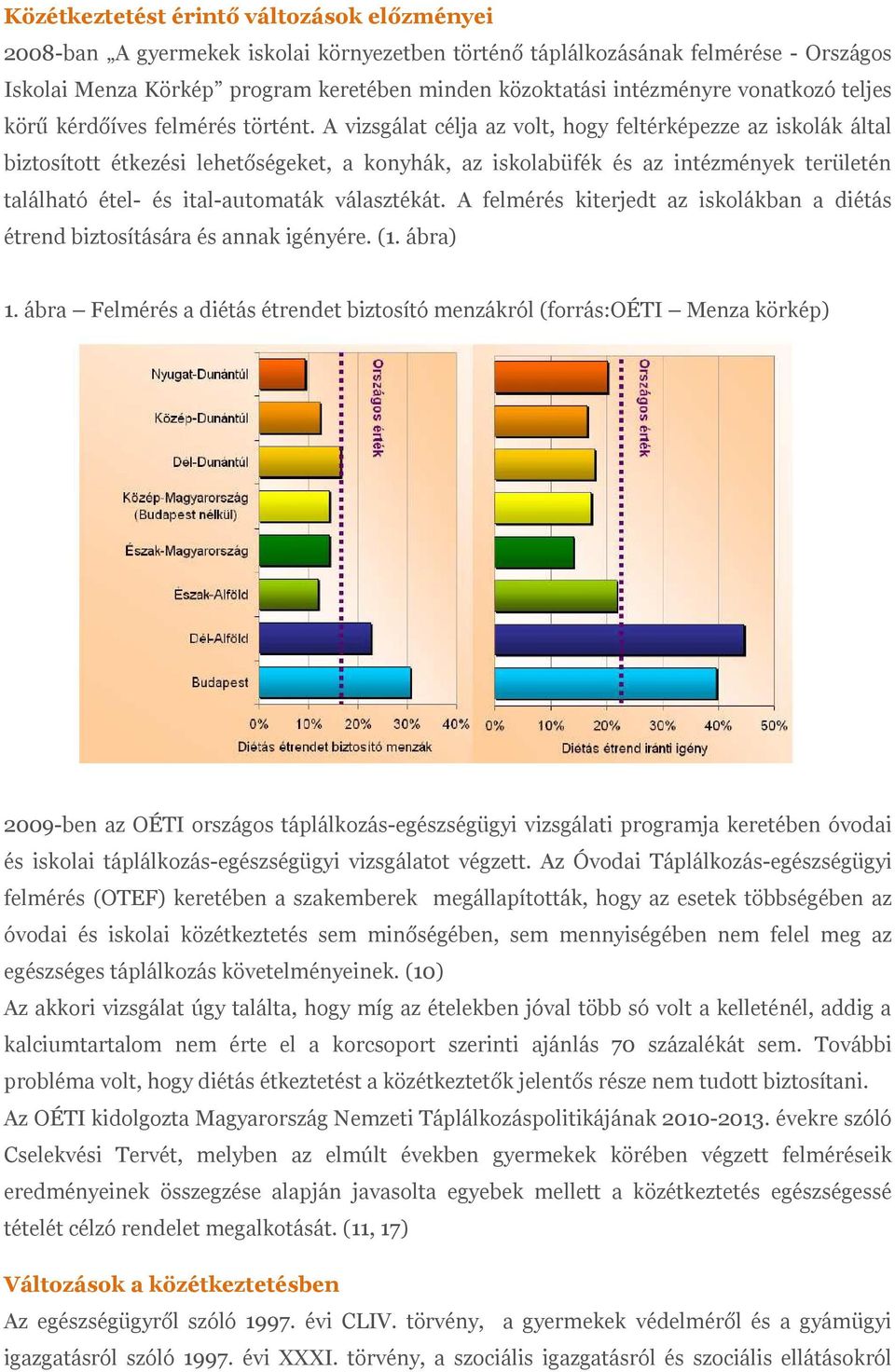 A vizsgálat célja az volt, hogy feltérképezze az iskolák által biztosított étkezési lehetőségeket, a konyhák, az iskolabüfék és az intézmények területén található étel- és ital-automaták választékát.