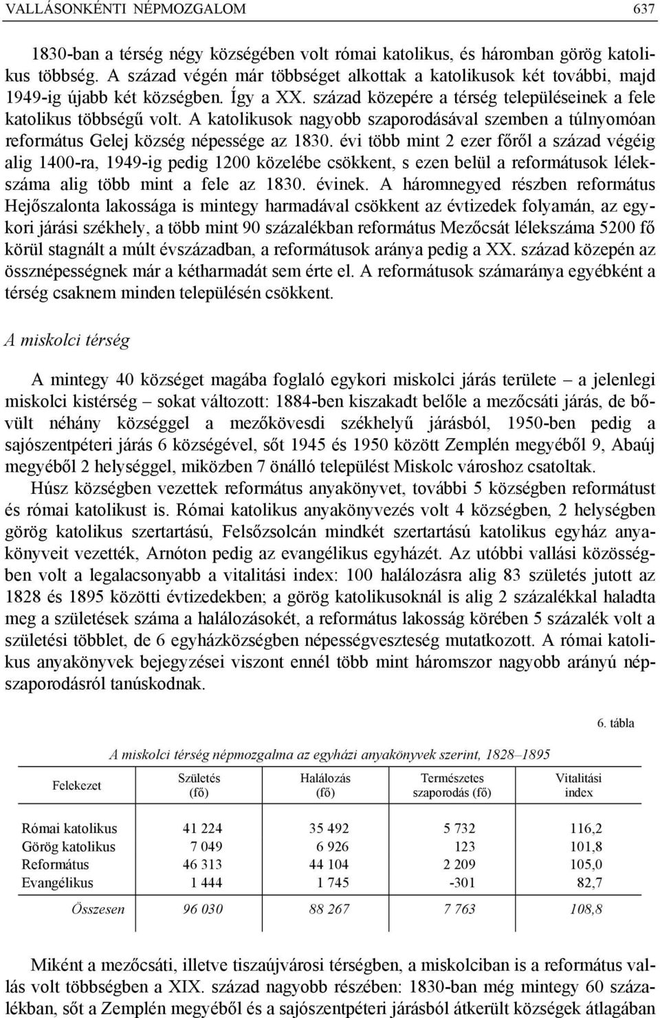 A katolikusok nagyobb szaporodásával szemben a túlnyomóan református Gelej község népessége az 1830.