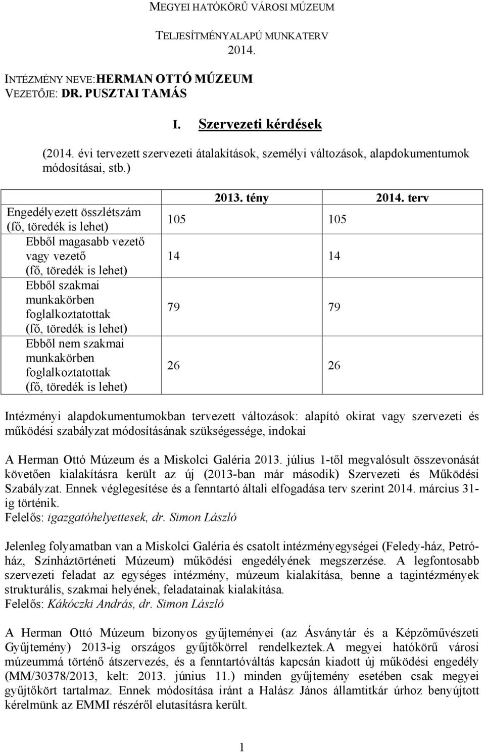 ) Engedélyezett összlétszám (fő, töredék is lehet) Ebből magasabb vezető vagy vezető (fő, töredék is lehet) Ebből szakmai munkakörben foglalkoztatottak (fő, töredék is lehet) Ebből nem szakmai