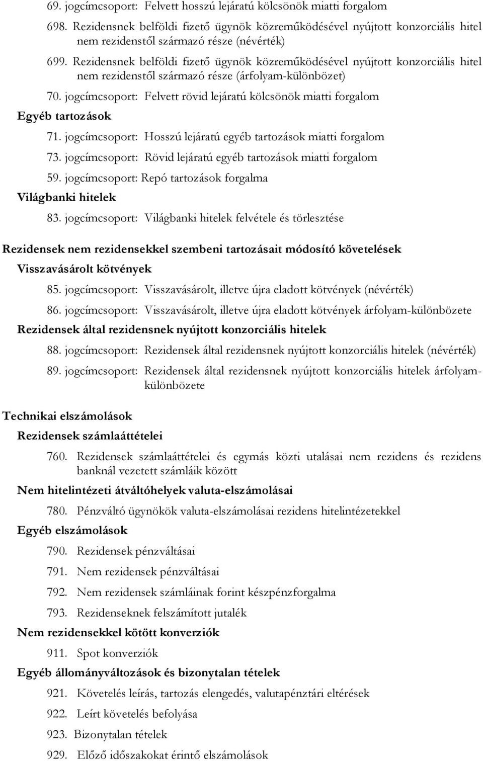 jogcímcsoport: Felvett rövid lejáratú kölcsönök miatti forgalom Egyéb tartozások 71. jogcímcsoport: Hosszú lejáratú egyéb tartozások miatti forgalom 73.