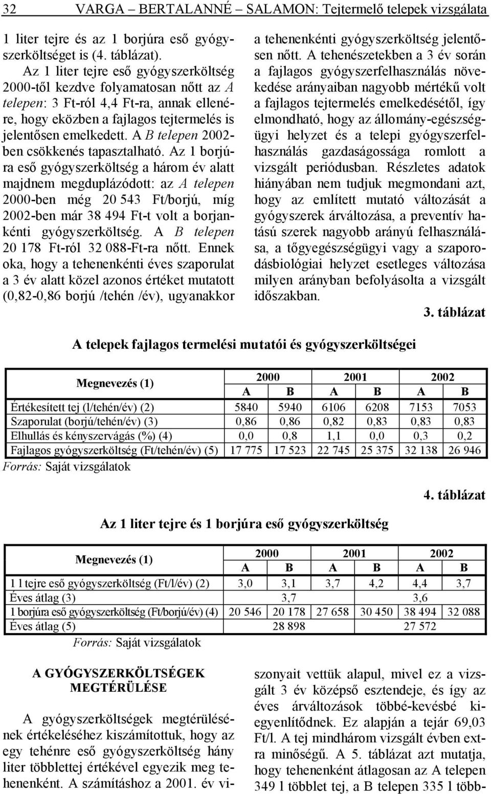 A B telepen 2002- ben csökkenés tapasztalható.