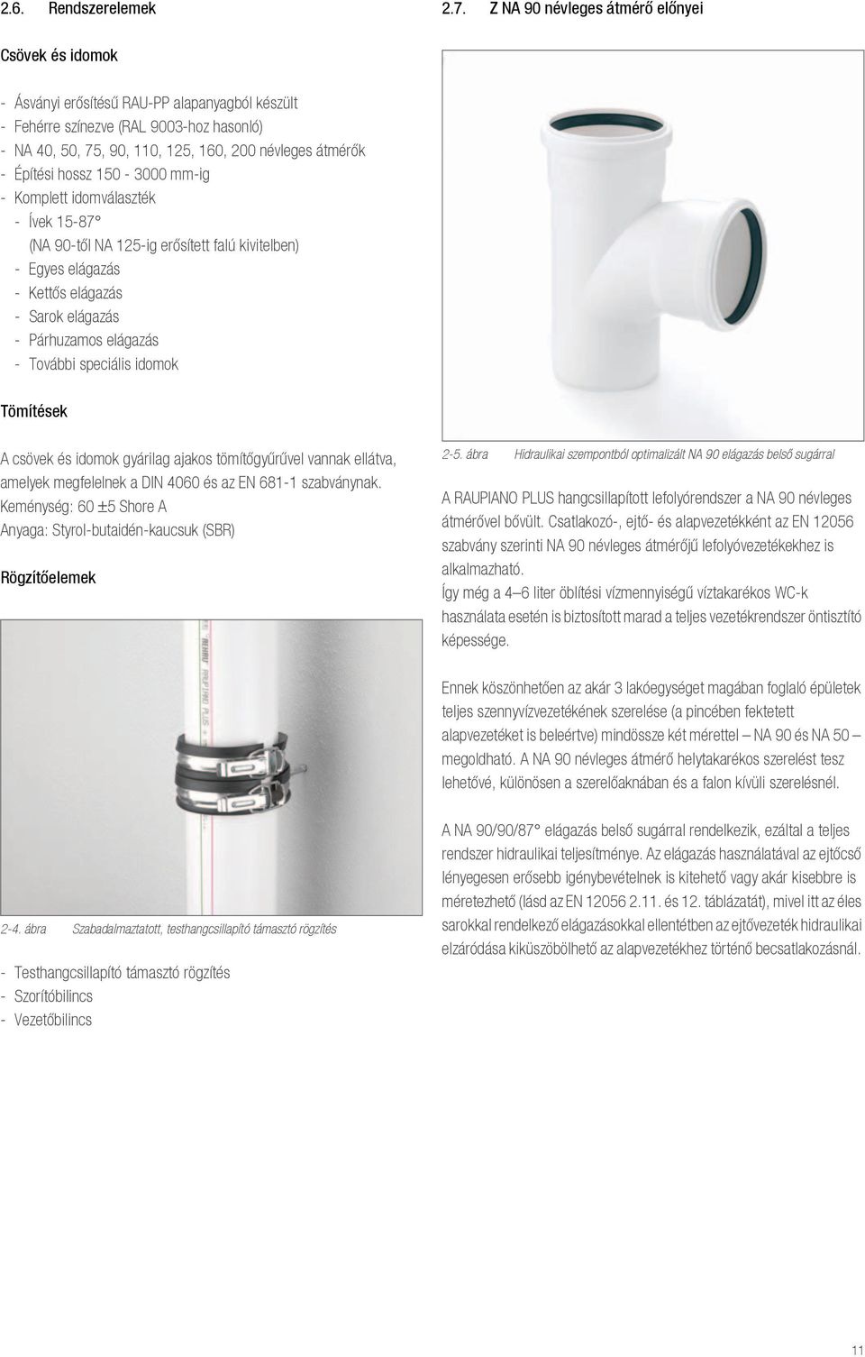 hossz 150-3000 mm-g - Komplett domválaszték - Ívek 15-87 (NA 90-től NA 125-g erősített falú kvtelben) - Egyes elágazás - Kettős elágazás - Sarok elágazás - Párhuzamos elágazás - Tovább specáls domok