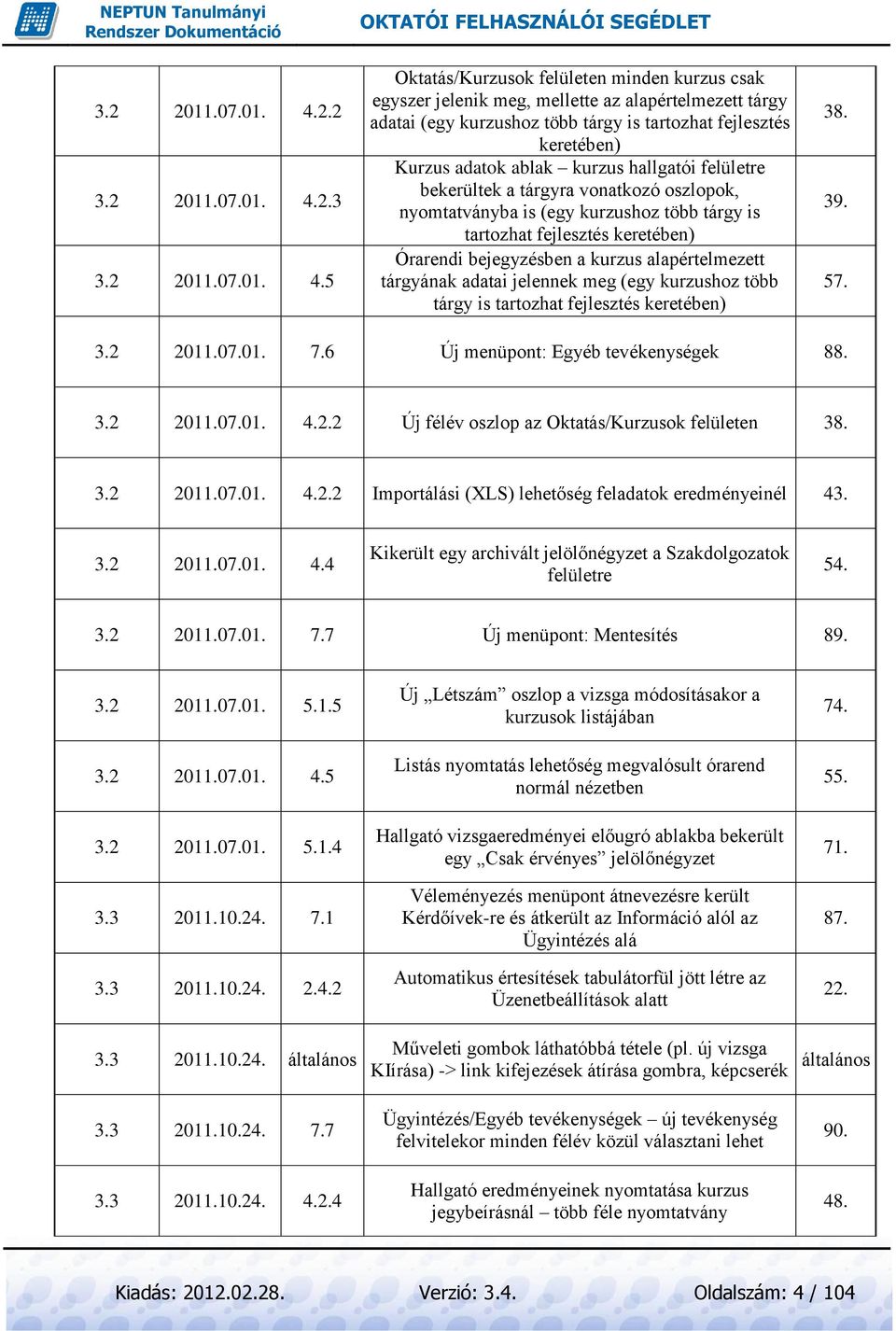 3 5 Oktatás/Kurzusok felületen minden kurzus csak egyszer jelenik meg, mellette az alapértelmezett tárgy adatai (egy kurzushoz több tárgy is tartozhat fejlesztés keretében) Kurzus adatok ablak kurzus