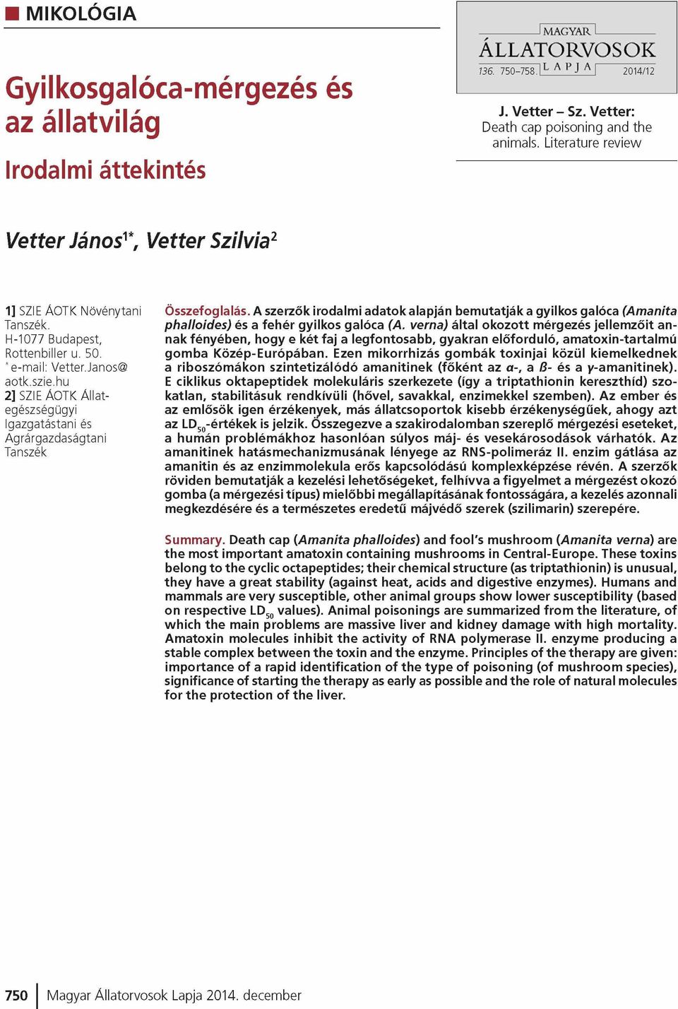 hu 2] SZIEÁOTK Állategészségügyi Igazgatástani és Agrárgazdaságtani Tanszék Összefoglalás.