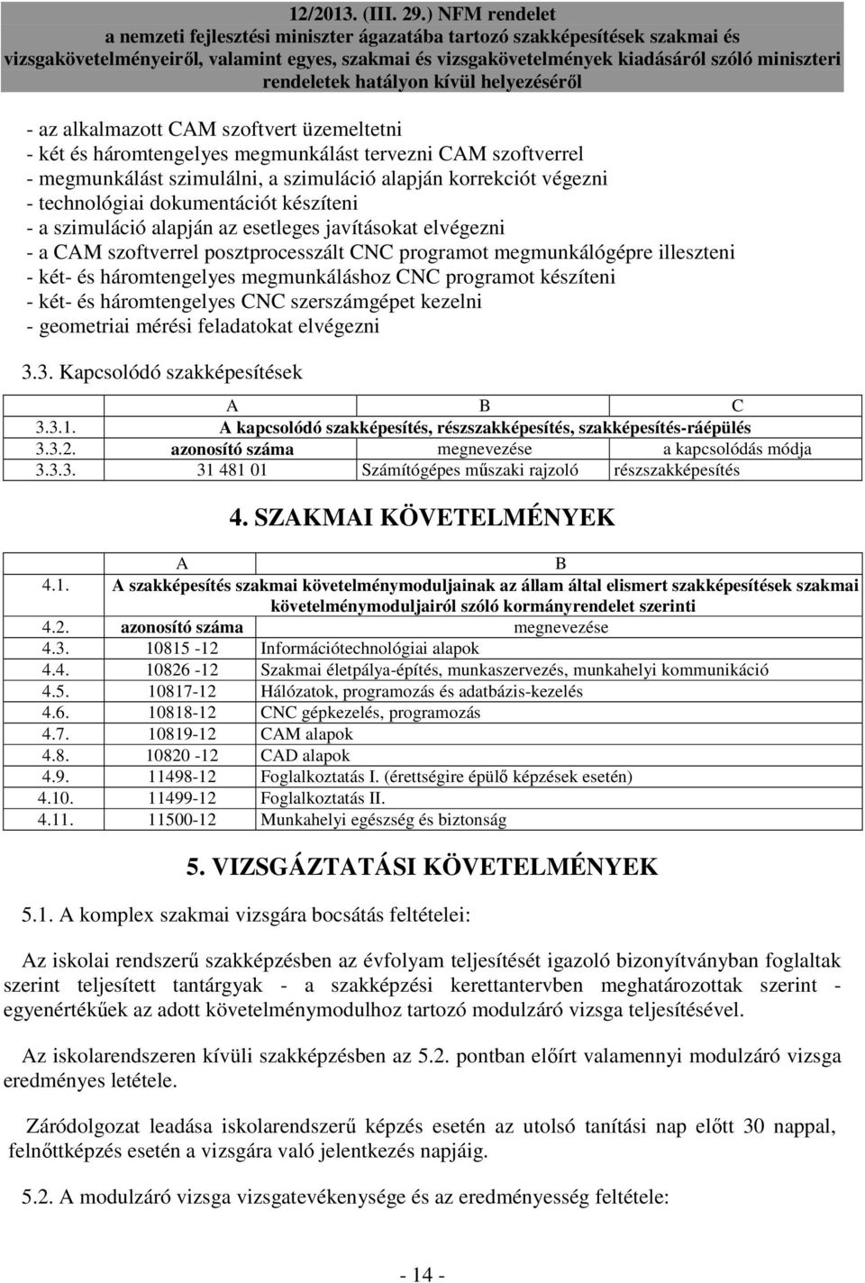 CNC programot készíteni - két- és háromtengelyes CNC szerszámgépet kezelni - geometriai mérési feladatokat elvégezni 3.3. Kapcsolódó szakképesítések 3.3.1.