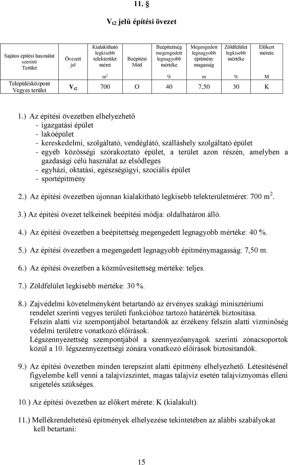 ) Az építési övezetben elhelyezhető - igazgatási épület - lakóépület - kereskedelmi, szolgáltató, vendéglátó, szálláshely szolgáltató épület - egyéb közösségi szórakoztató épület, a azon részén,