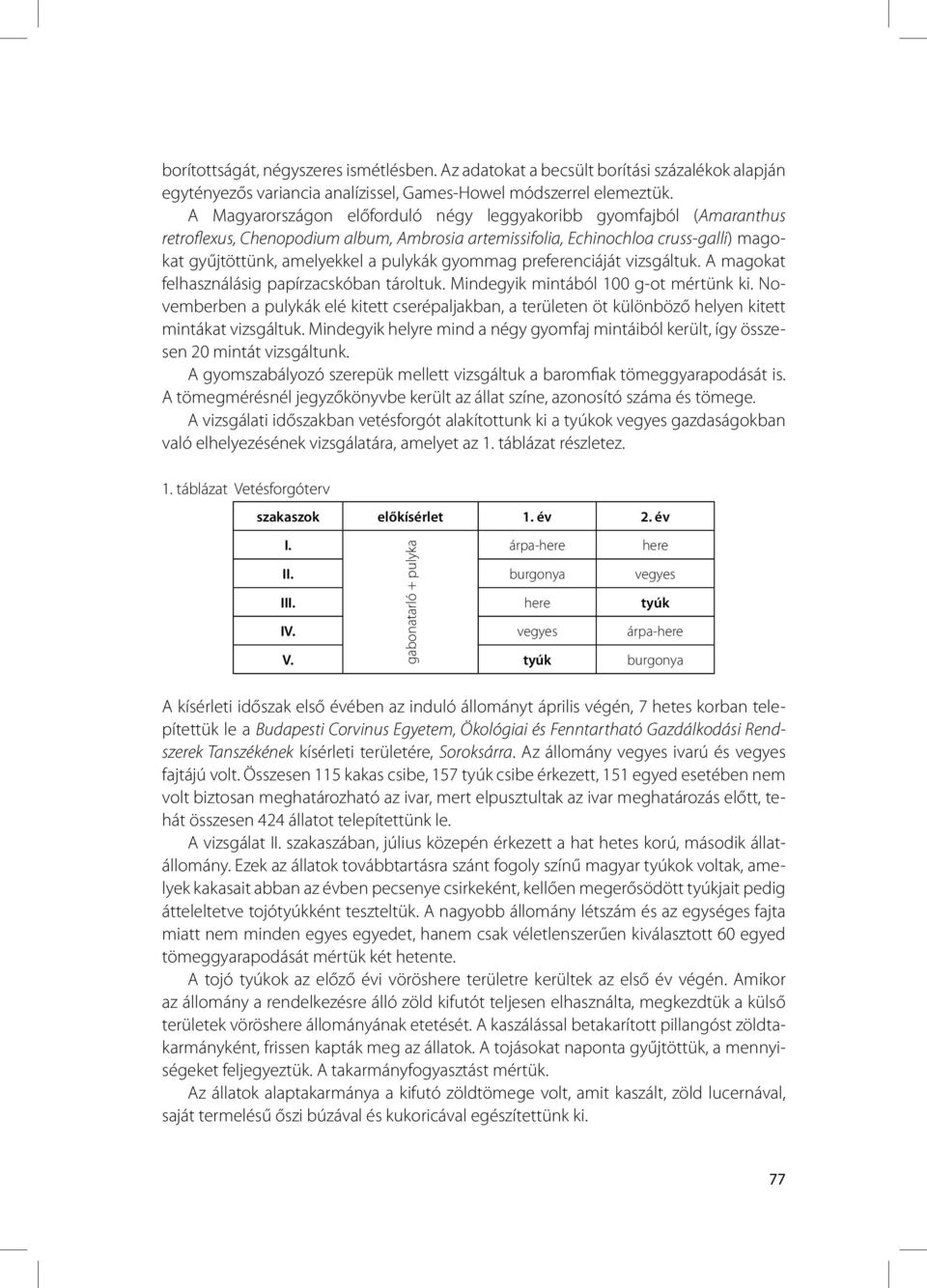 gyommag preferenciáját vizsgáltuk. A magokat felhasználásig papírzacskóban tároltuk. Mindegyik mintából 1 g-ot mértünk ki.