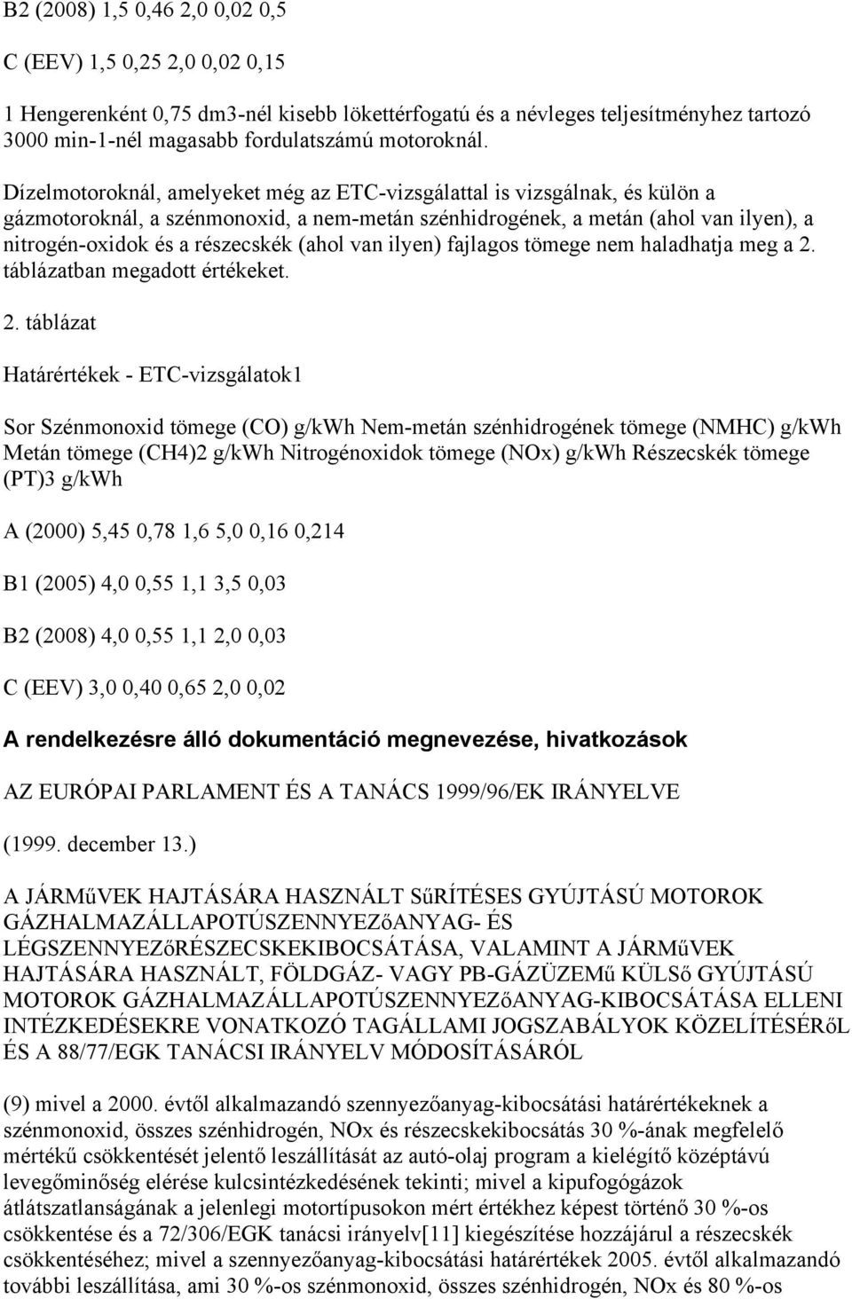 (ahol van ilyen) fajlagos tömege nem haladhatja meg a 2.