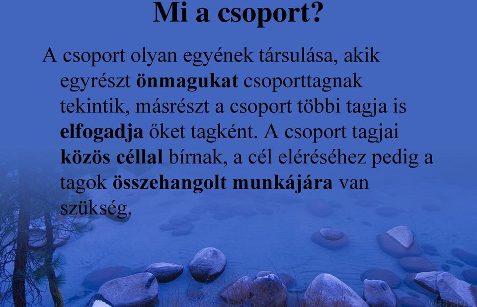 csoporttagnak tekintik, másrészt a csoport többi tagja is