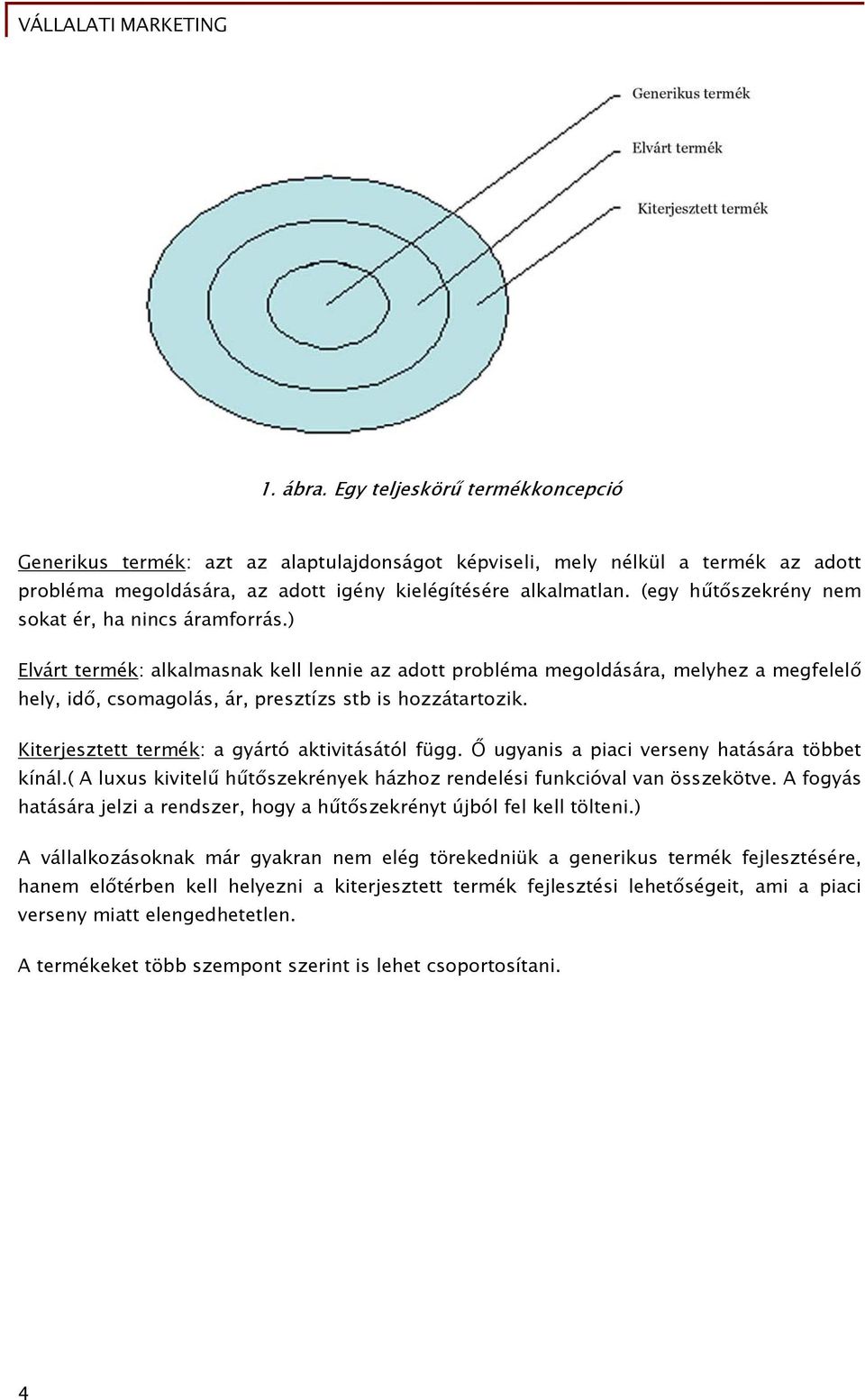 ) Elvárt termék: alkalmasnak kell lennie az adott probléma megoldására, melyhez a megfelelő hely, idő, csomagolás, ár, presztízs stb is hozzátartozik.