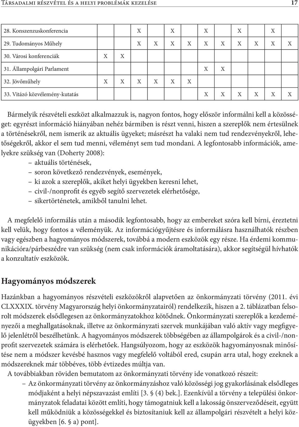 Vitázó közvélemény-kutatás X X X X X X Bármelyik részvételi eszközt alkalmazzuk is, nagyon fontos, hogy először informálni kell a közösséget: egyrészt információ hiányában nehéz bármiben is részt