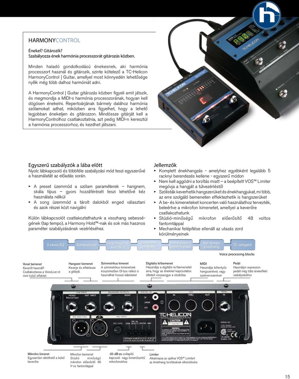 harmóniát adni. A HarmonyControl Guitar gitározás közben figyeli amit játszik, és megmondja a MIDI-s harmónia processzorának, hogyan kell dögösen énekelni.