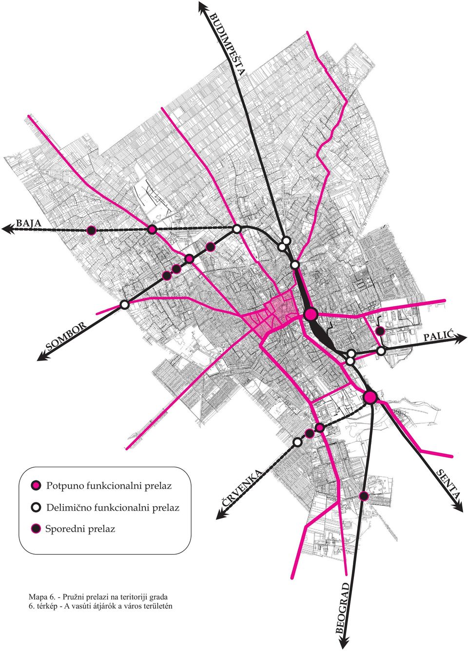 V CR BEOGR Mapa 6. - Pružni prelazi na teritoriji grada 6.