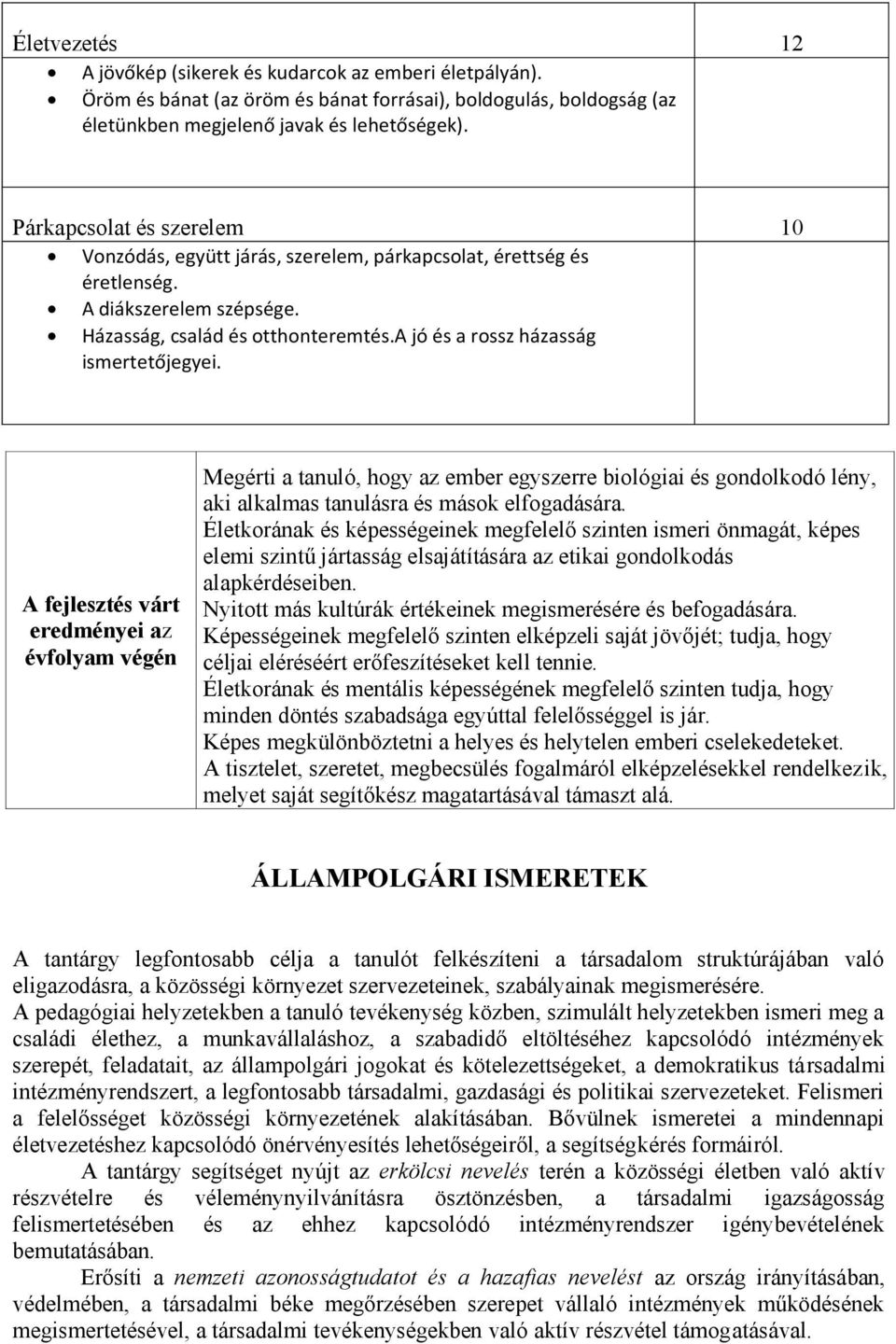 A fejlesztés várt eredményei az évfolyam végén Megérti a tanuló, hogy az ember egyszerre biológiai és gondolkodó lény, aki alkalmas tanulásra és mások elfogadására.