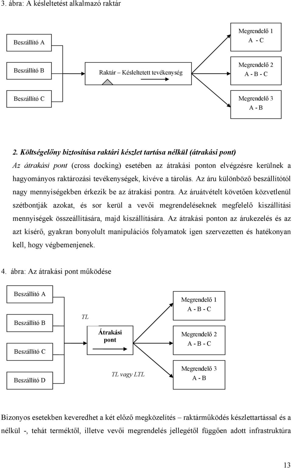 kivéve a tárolás. Az áru különböző beszállítótól nagy mennyiségekben érkezik be az átrakási pontra.