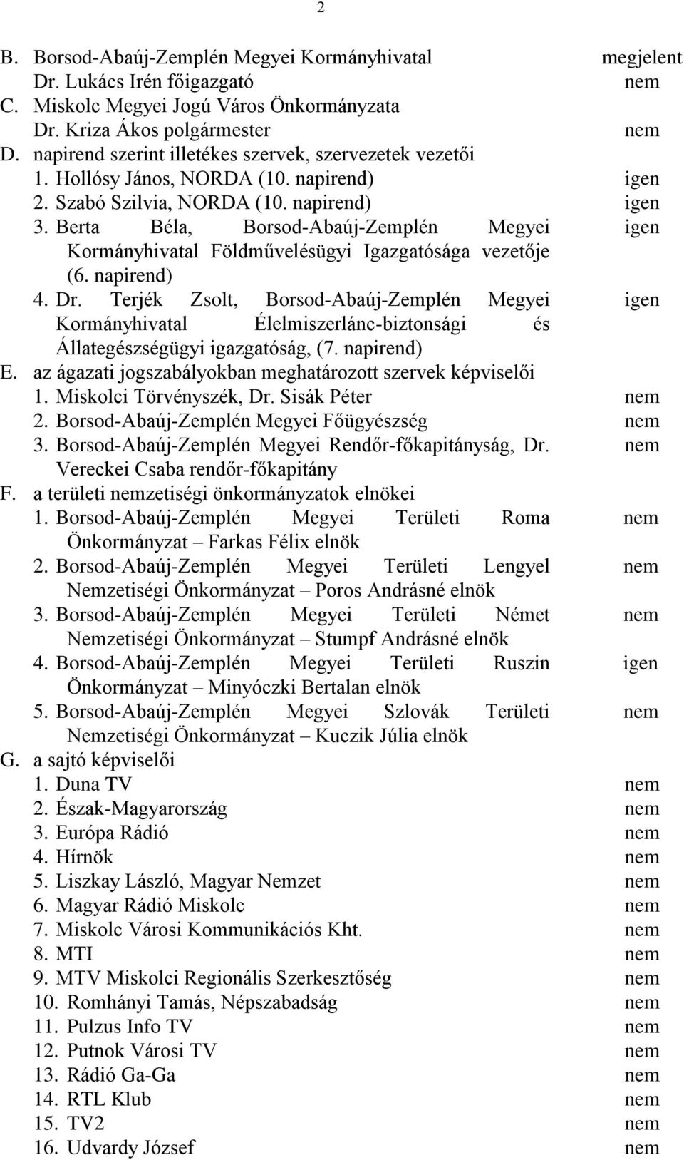 Berta Béla, Borsod-Abaúj-Zemplén Megyei igen Kormányhivatal Földművelésügyi Igazgatósága vezetője (6. napirend) 4. Dr.