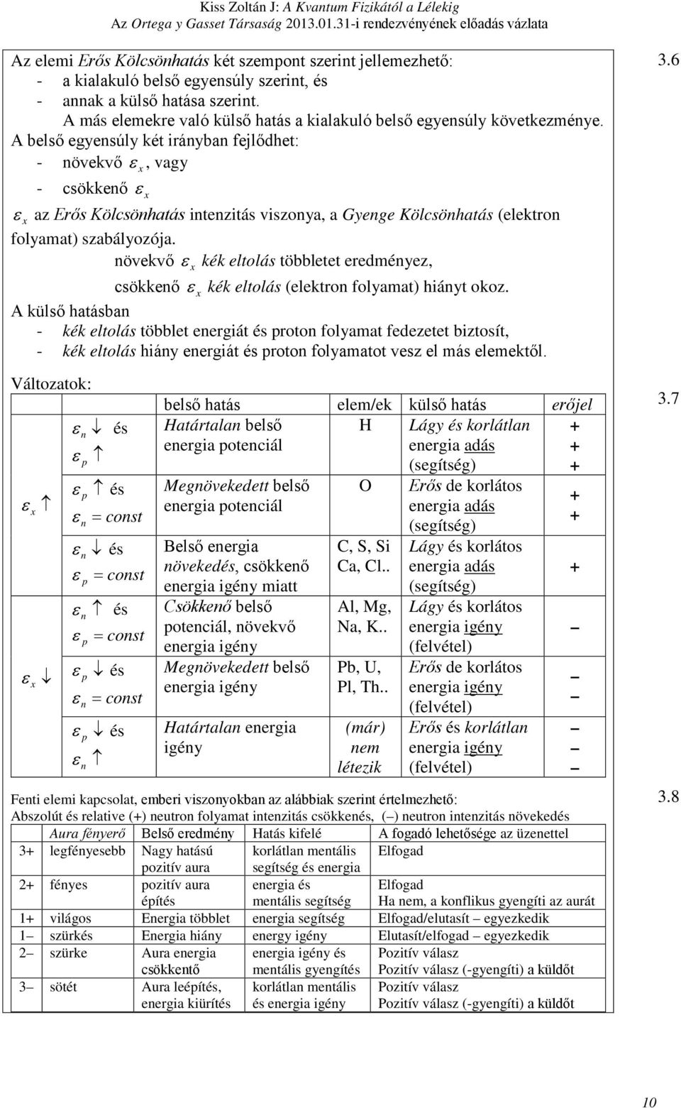 A más elemekre való külső hatás a kialakuló belső egyesúly következméye.