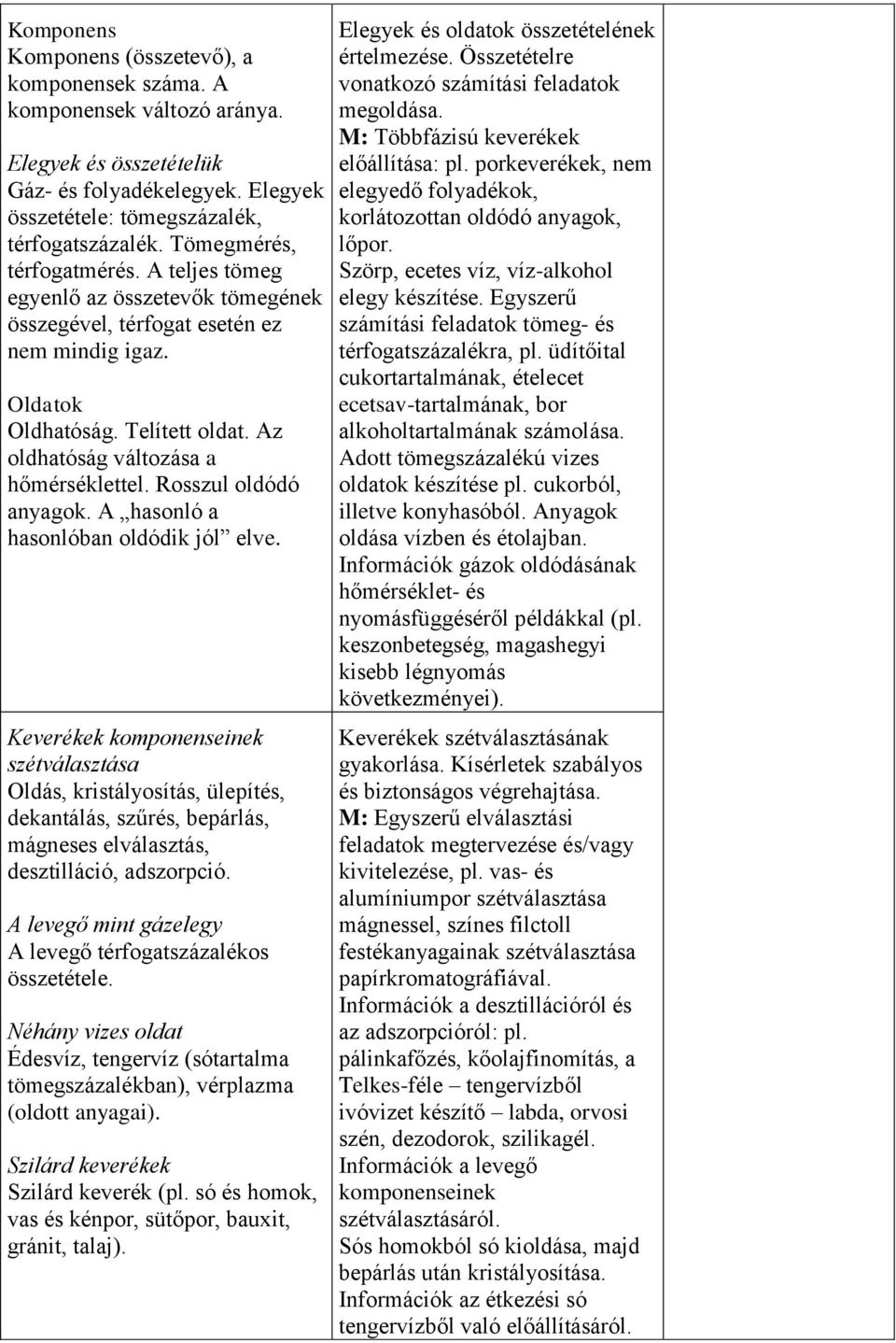 Rosszul oldódó anyagok. A hasonló a hasonlóban oldódik jól elve.